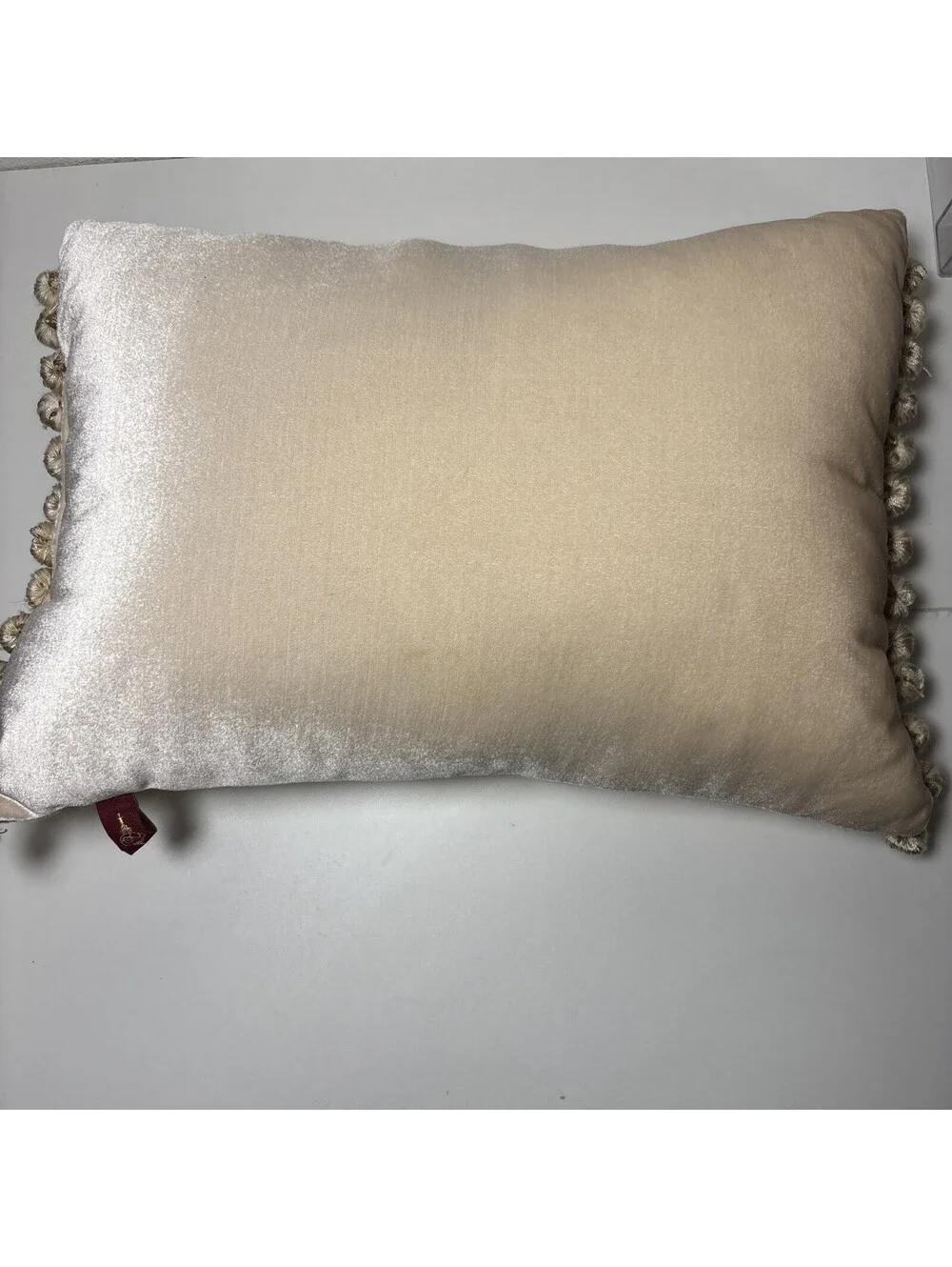 Serendipity Decorative Pillow Elegant Bei damask floral scroll Knotted Tassels